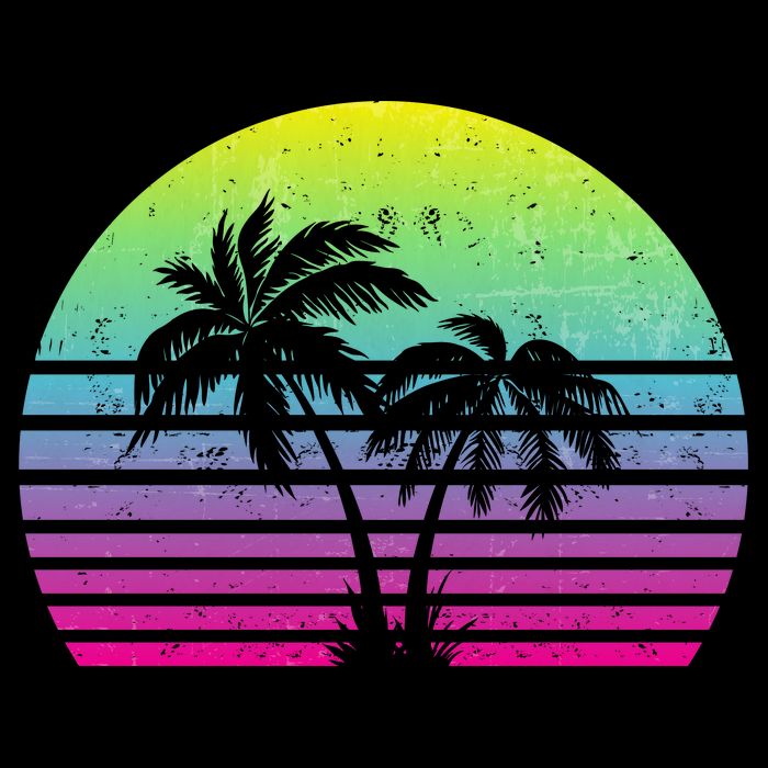 Summertime Synthwave Sunset With Palms Wool Snapback Cap