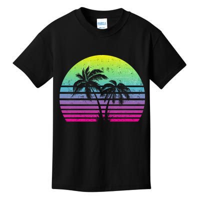 Summertime Synthwave Sunset With Palms Kids T-Shirt