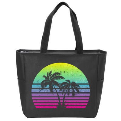 Summertime Synthwave Sunset With Palms Zip Tote Bag