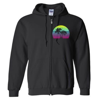 Summertime Synthwave Sunset With Palms Full Zip Hoodie