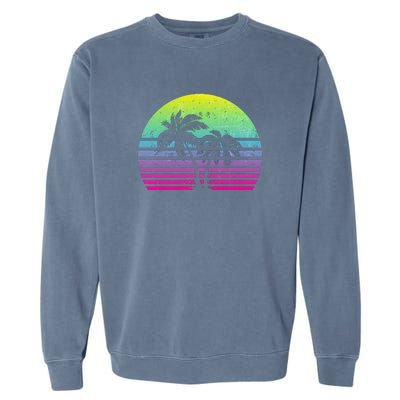 Summertime Synthwave Sunset With Palms Garment-Dyed Sweatshirt