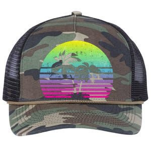 Summertime Synthwave Sunset With Palms Retro Rope Trucker Hat Cap