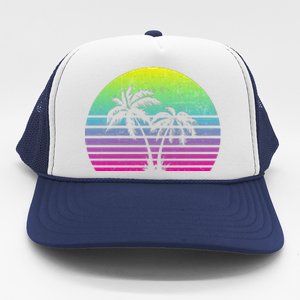 Summertime Synthwave Sunset With Palms Trucker Hat