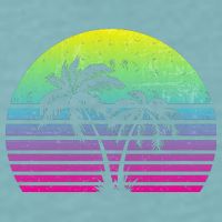 Summertime Synthwave Sunset With Palms Sueded Cloud Jersey T-Shirt