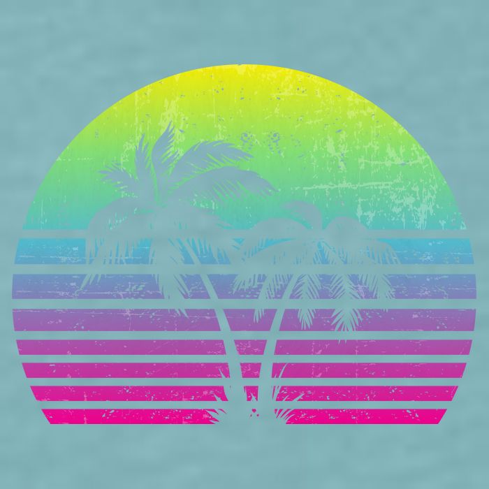 Summertime Synthwave Sunset With Palms Sueded Cloud Jersey T-Shirt