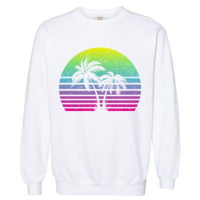 Summertime Synthwave Sunset With Palms Garment-Dyed Sweatshirt