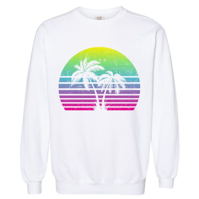 Summertime Synthwave Sunset With Palms Garment-Dyed Sweatshirt