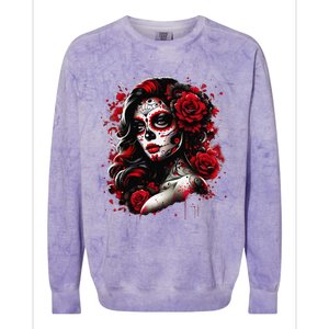 Sugar Skull Women De Los Muertos La Catrina Day Of The Dead Colorblast Crewneck Sweatshirt