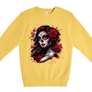 Sugar Skull Women De Los Muertos La Catrina Day Of The Dead Premium Crewneck Sweatshirt