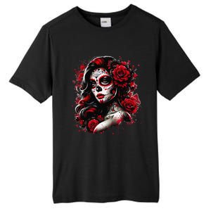 Sugar Skull Women De Los Muertos La Catrina Day Of The Dead Tall Fusion ChromaSoft Performance T-Shirt