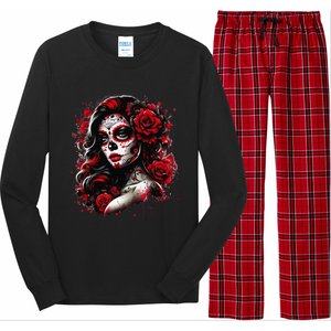 Sugar Skull Women De Los Muertos La Catrina Day Of The Dead Long Sleeve Pajama Set