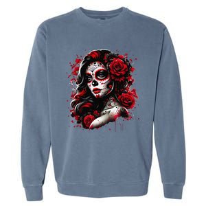 Sugar Skull Women De Los Muertos La Catrina Day Of The Dead Garment-Dyed Sweatshirt