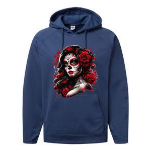 Sugar Skull Women De Los Muertos La Catrina Day Of The Dead Performance Fleece Hoodie