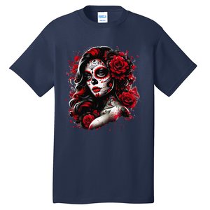 Sugar Skull Women De Los Muertos La Catrina Day Of The Dead Tall T-Shirt