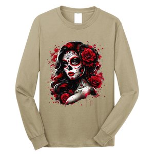 Sugar Skull Women De Los Muertos La Catrina Day Of The Dead Long Sleeve Shirt