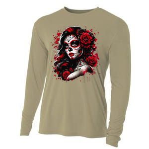 Sugar Skull Women De Los Muertos La Catrina Day Of The Dead Cooling Performance Long Sleeve Crew