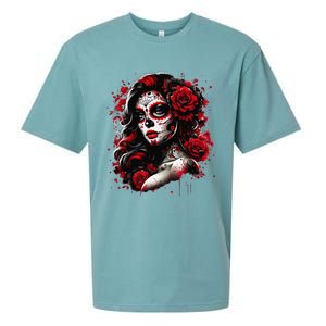 Sugar Skull Women De Los Muertos La Catrina Day Of The Dead Sueded Cloud Jersey T-Shirt