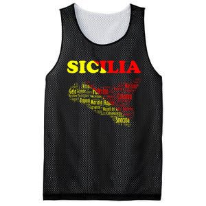 Sicily Souvenir With Map And Names Of Sicilian Cities Italy Mesh Reversible Basketball Jersey Tank