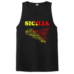 Sicily Souvenir With Map And Names Of Sicilian Cities Italy PosiCharge Competitor Tank