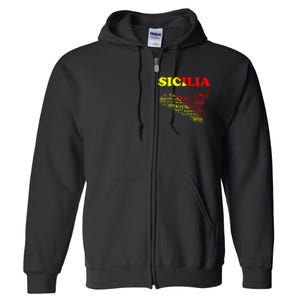 Sicily Souvenir With Map And Names Of Sicilian Cities Italy Full Zip Hoodie