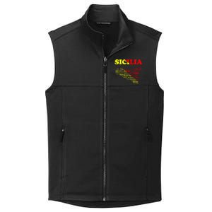 Sicily Souvenir With Map And Names Of Sicilian Cities Italy Collective Smooth Fleece Vest