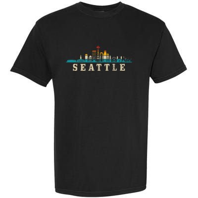 Seattle Skyline Washington Vintage Pride Retro Garment-Dyed Heavyweight T-Shirt