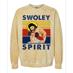 Swoley Spirit Weight Lifting Jesus Swoley Spirit Colorblast Crewneck Sweatshirt