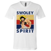 Swoley Spirit Weight Lifting Jesus Swoley Spirit V-Neck T-Shirt