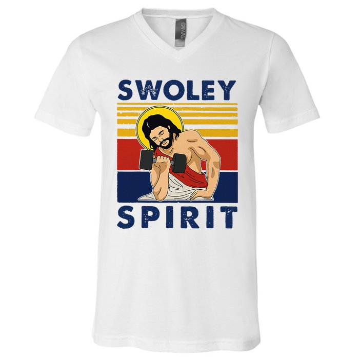 Swoley Spirit Weight Lifting Jesus Swoley Spirit V-Neck T-Shirt