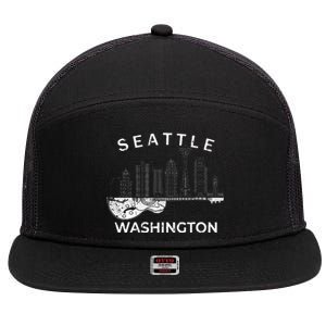 Seattle Souvenir Washington Music Electric Guitar 7 Panel Mesh Trucker Snapback Hat