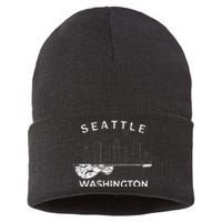 Seattle Souvenir Washington Music Electric Guitar Sustainable Knit Beanie