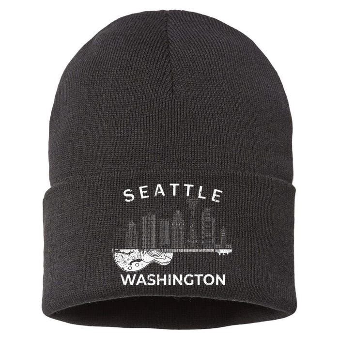 Seattle Souvenir Washington Music Electric Guitar Sustainable Knit Beanie