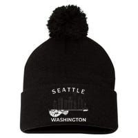 Seattle Souvenir Washington Music Electric Guitar Pom Pom 12in Knit Beanie