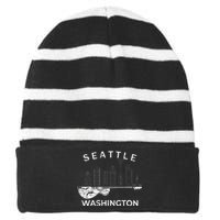 Seattle Souvenir Washington Music Electric Guitar Striped Beanie with Solid Band