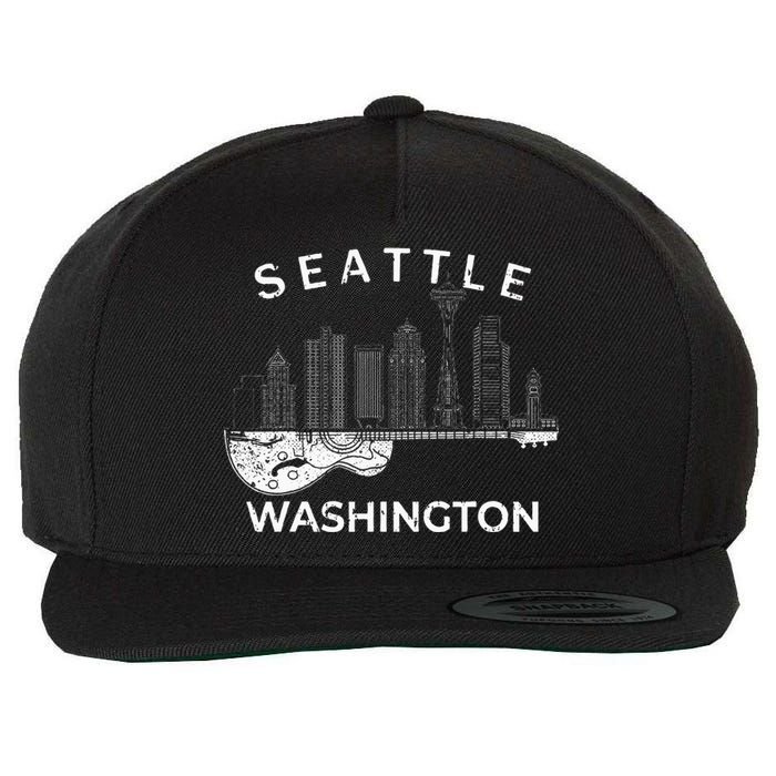 Seattle Souvenir Washington Music Electric Guitar Wool Snapback Cap