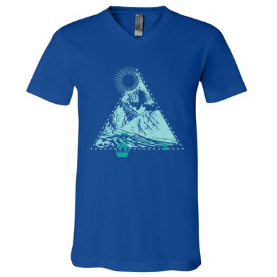 Skiing Snowboarding Winter Sport Fan Gift V-Neck T-Shirt