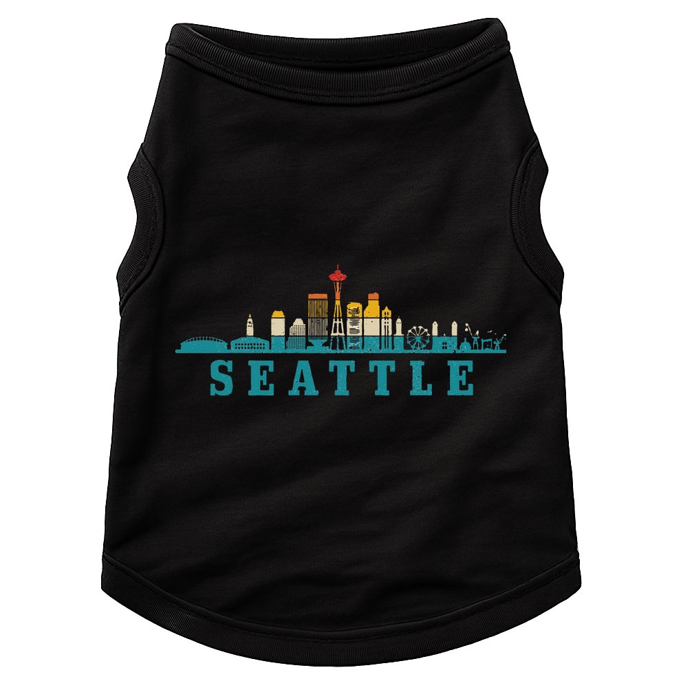 Seattle Skyline Washington Vintage Pride Retro Doggie Tank