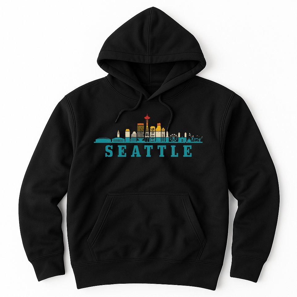 Seattle Skyline Washington Vintage Pride Retro Hoodie