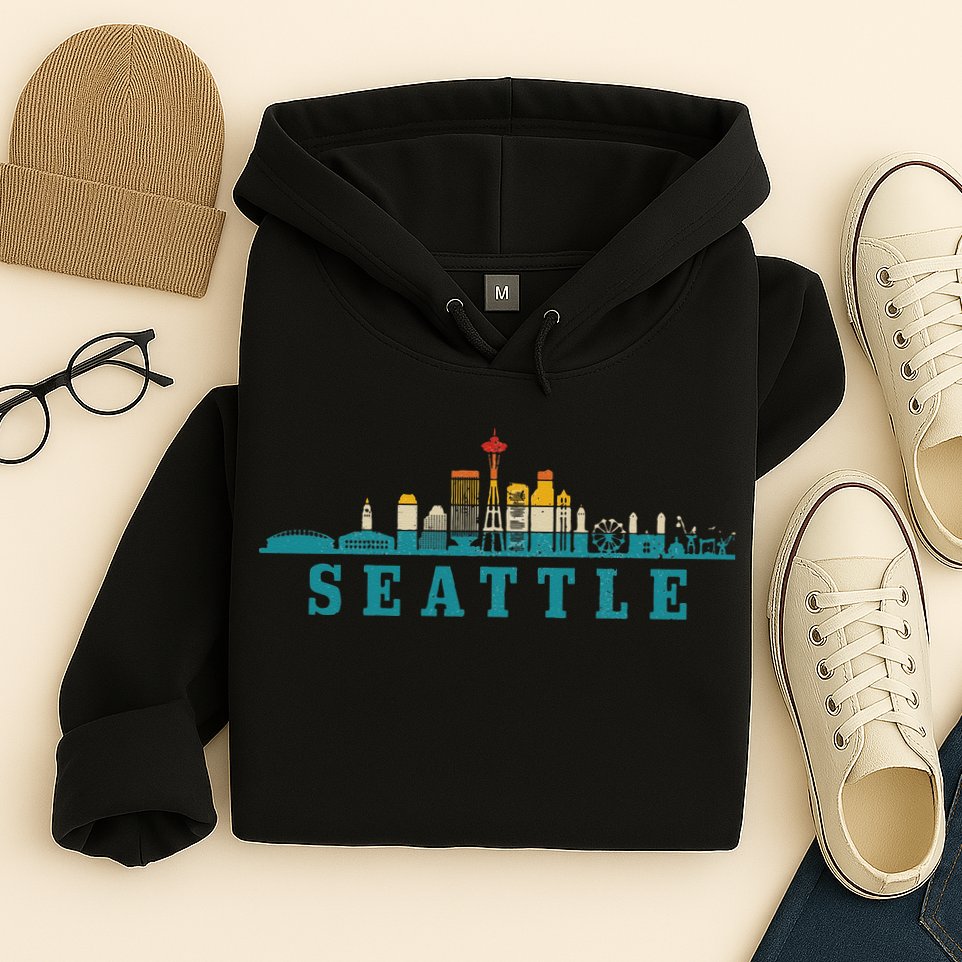 Seattle Skyline Washington Vintage Pride Retro Hoodie