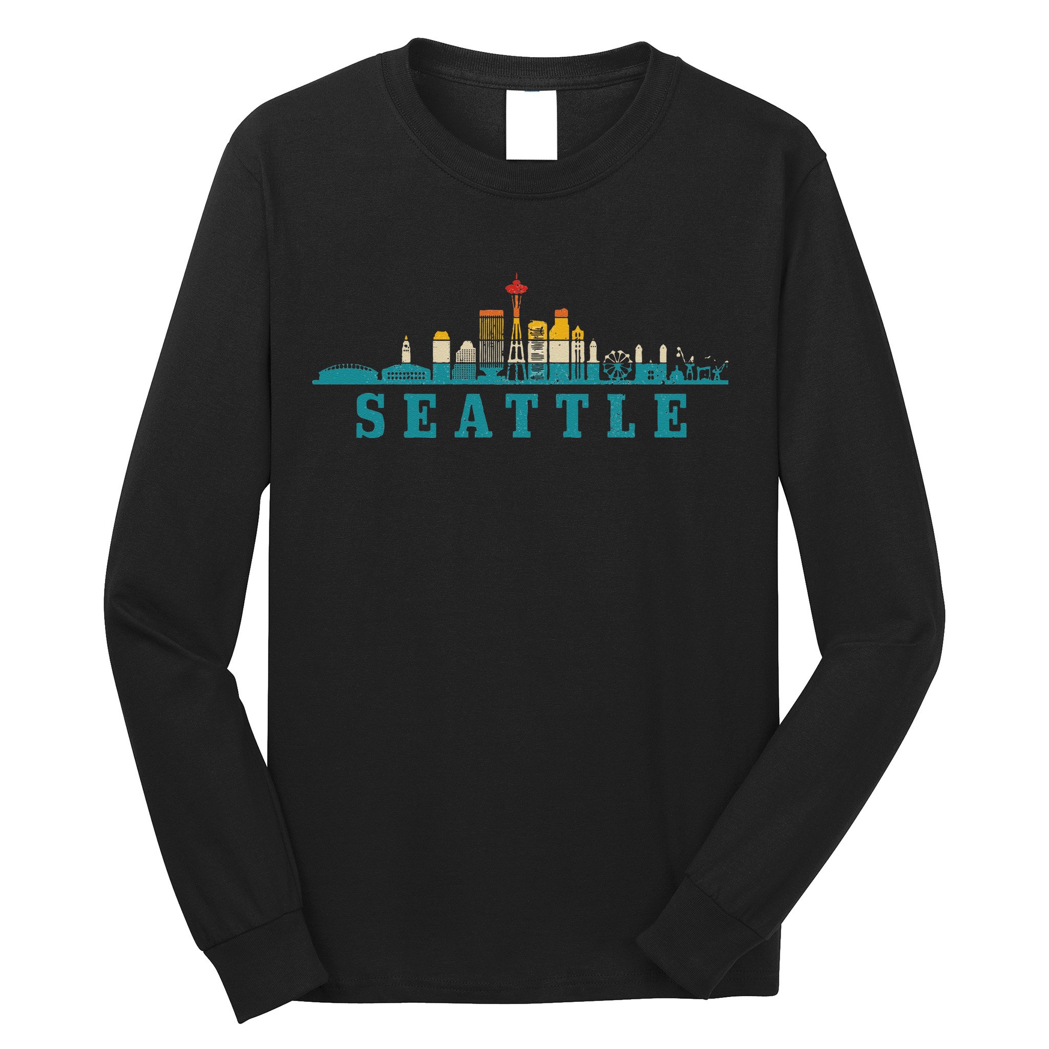Seattle Skyline Washington Vintage Pride Retro Long Sleeve Shirt
