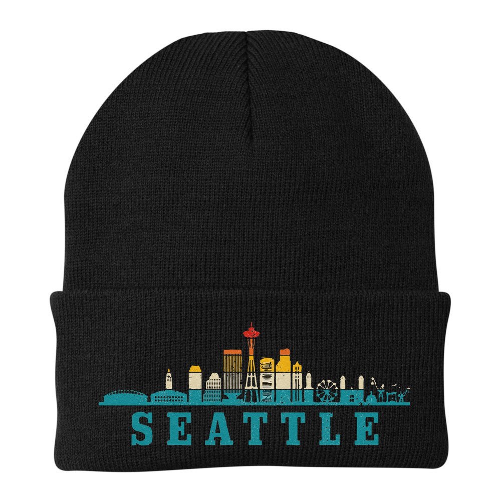Seattle Skyline Washington Vintage Pride Retro Beanie
