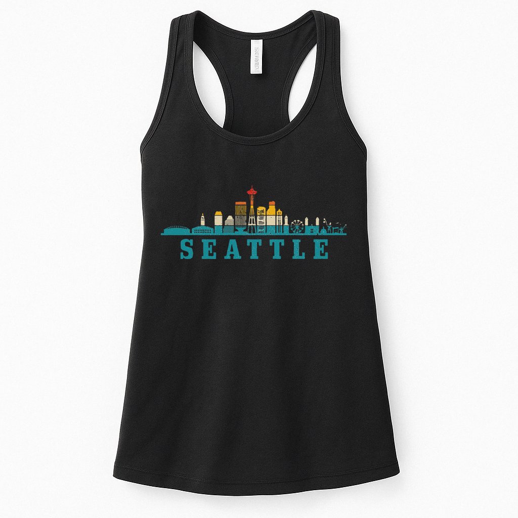 Seattle Skyline Washington Vintage Pride Retro Womens Tank Top
