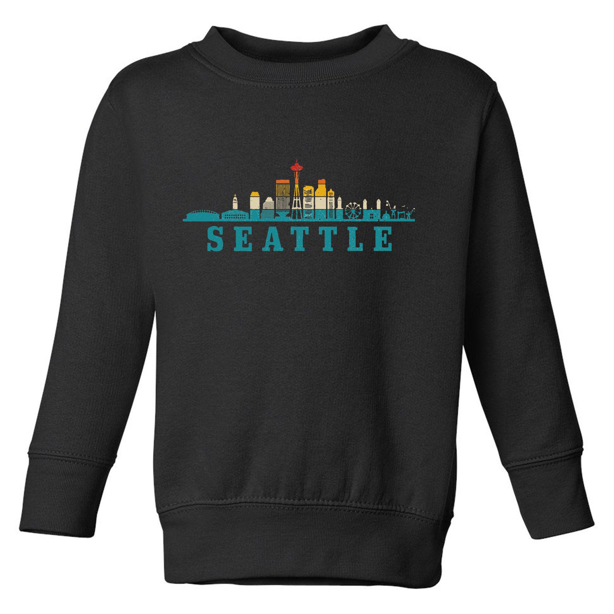 Seattle Skyline Washington Vintage Pride Retro Toddler Sweatshirt