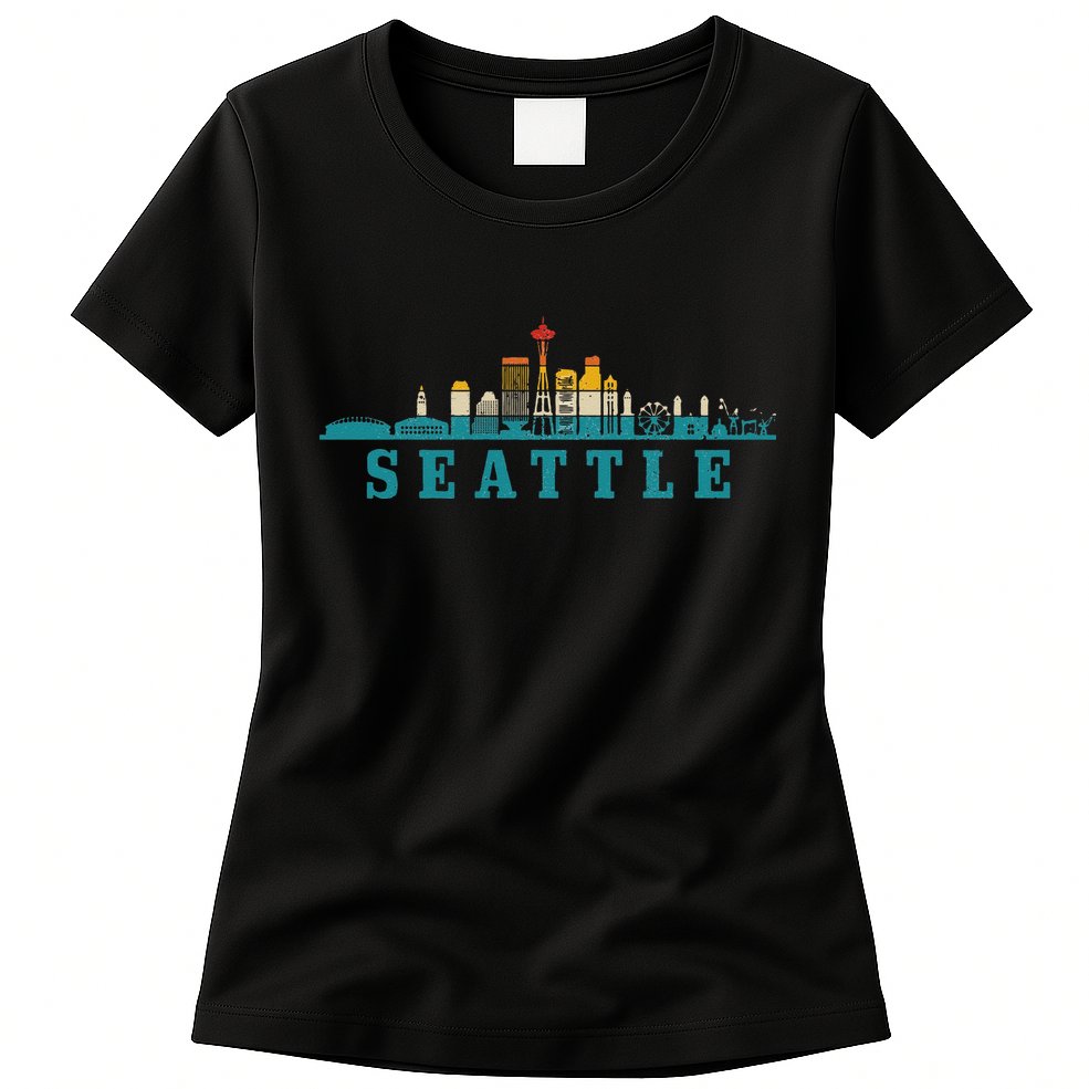 Seattle Skyline Washington Vintage Pride Retro Womens T-Shirt