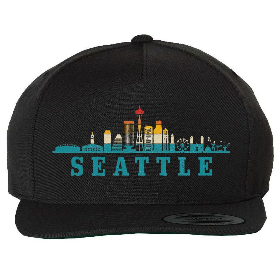 Seattle Skyline Washington Vintage Pride Retro Wool Snapback Cap