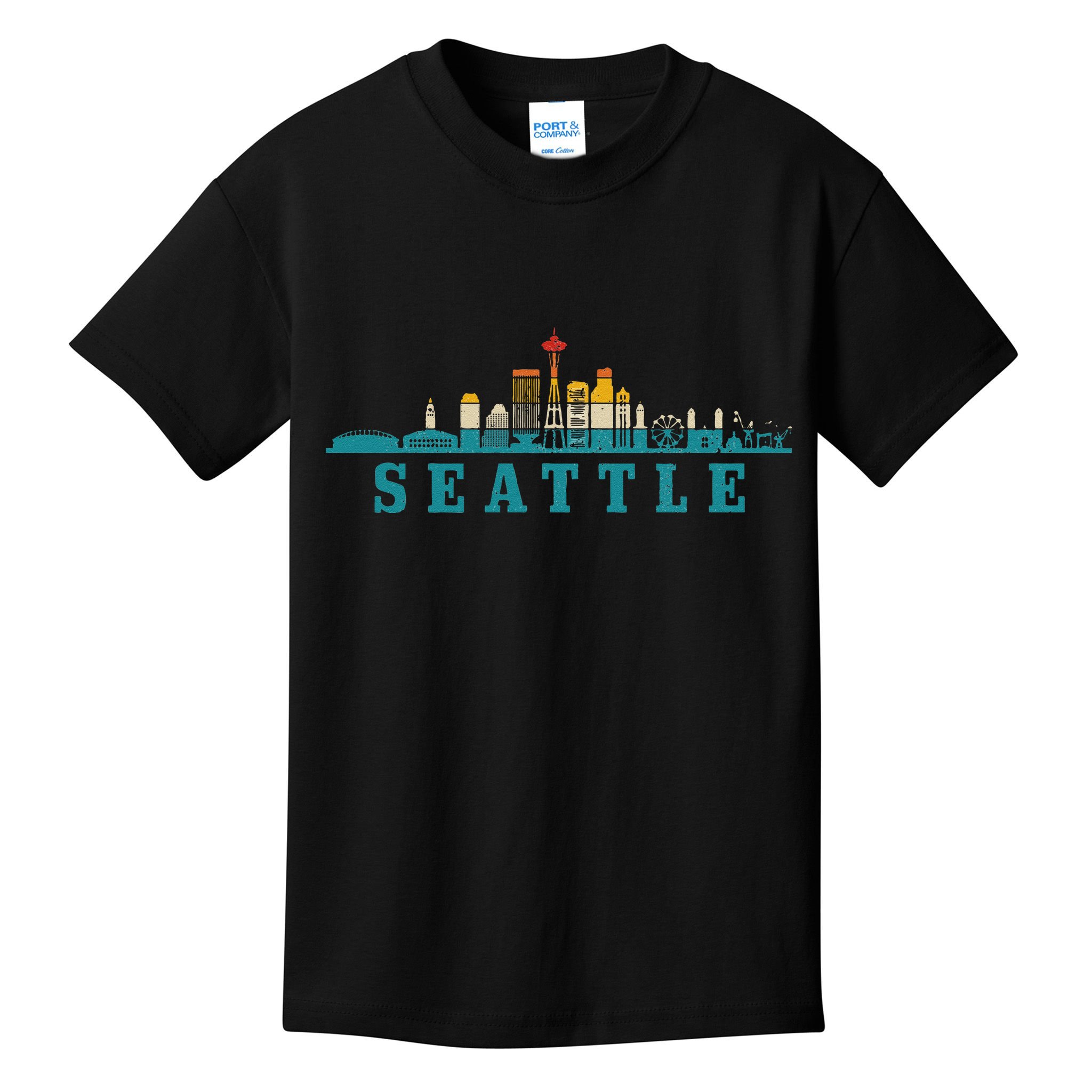 Seattle Skyline Washington Vintage Pride Retro Kids T-Shirt