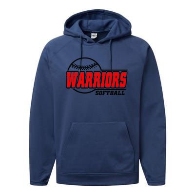 Softball Sport Warrior Softball Gift Performance Fleece Hoodie