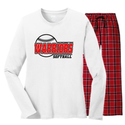 Softball Sport Warrior Softball Gift Women's Long Sleeve Flannel Pajama Set 