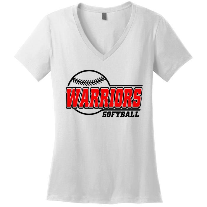 Softball Sport Warrior Softball Gift Women's V-Neck T-Shirt