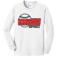 Softball Sport Warrior Softball Gift Kids Long Sleeve Shirt